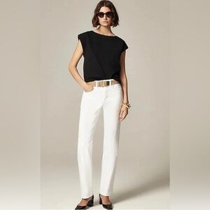 NWT J. Crew Mid Rise Straight Leg Relaxed Slouchy 1984 Rigid White Denim Jeans